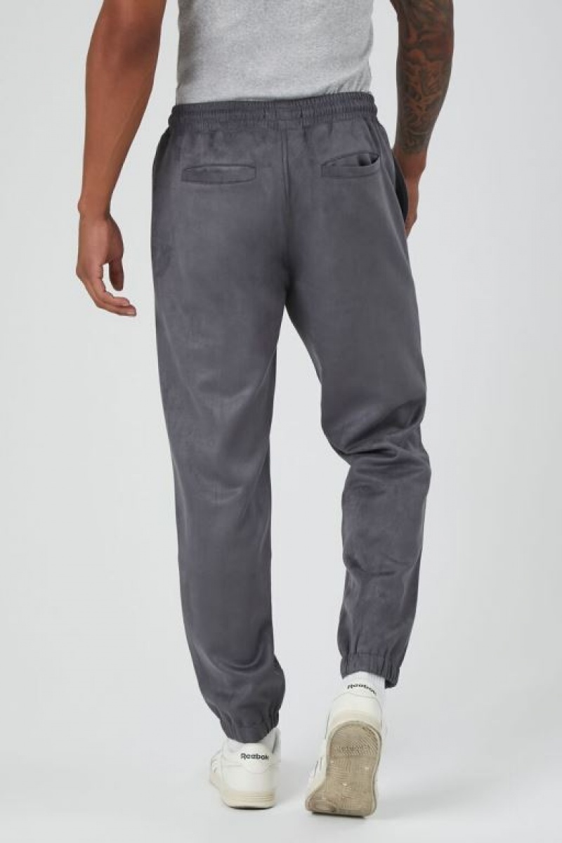 Pantalon Forever 21 Faux Gamuza Drawstring Joggers Hombre Grises | IuZ4Z6kjLp1