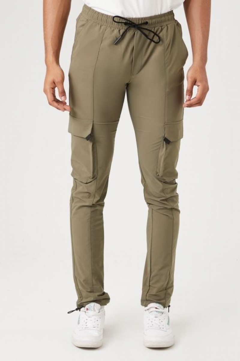 Pantalon Forever 21 Flaco Drawstring Joggers Hombre Verde Oliva | poYUs2p2QNB