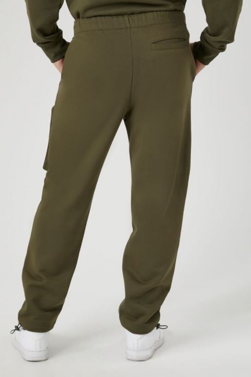 Pantalon Forever 21 Fleece Zip Pocket Cargo Joggers Hombre Verde Oliva | LYtUUhh0NQv