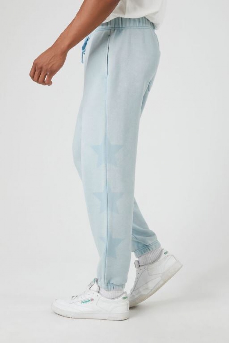 Pantalon Forever 21 French Terry Star Joggers Hombre Azules Claro | speZqfn8EuL