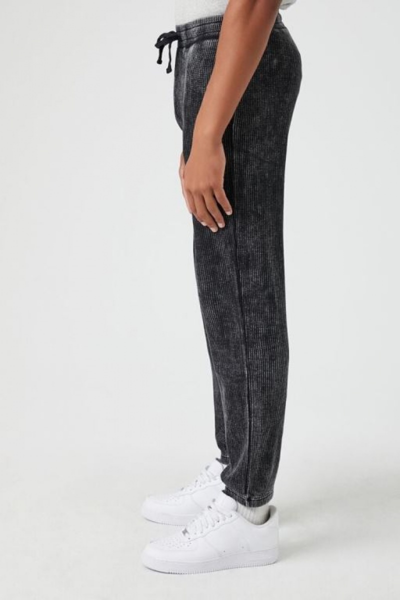 Pantalon Forever 21 Garment Wash Drawstring Joggers Hombre Negros | XhV02QyVvnN