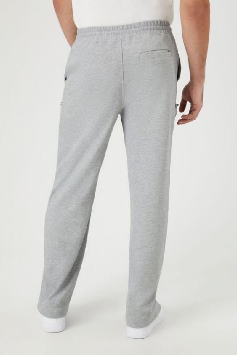 Pantalon Forever 21 Heathered Zip Up Drawstring Hombre Grises Claro | cc2aK1CiIOh