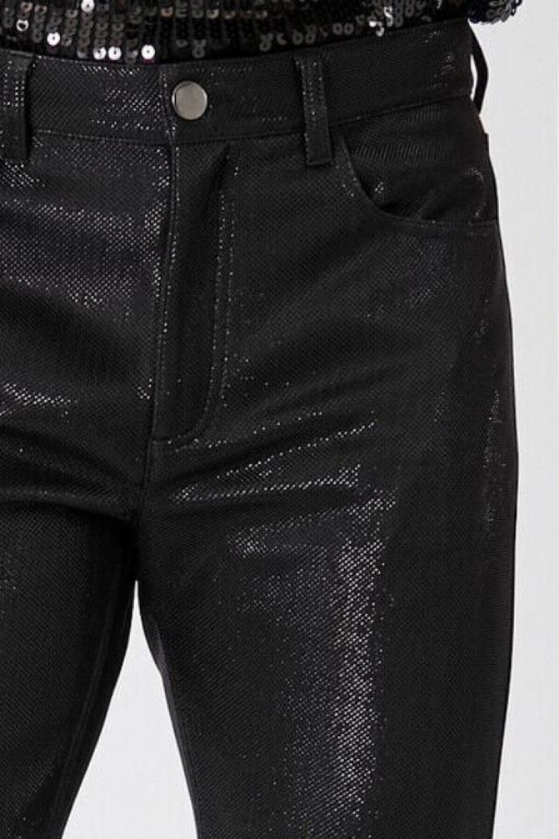 Pantalon Forever 21 Metallic Mid Rise Flaco Hombre Negros | fuGLhs0emU6