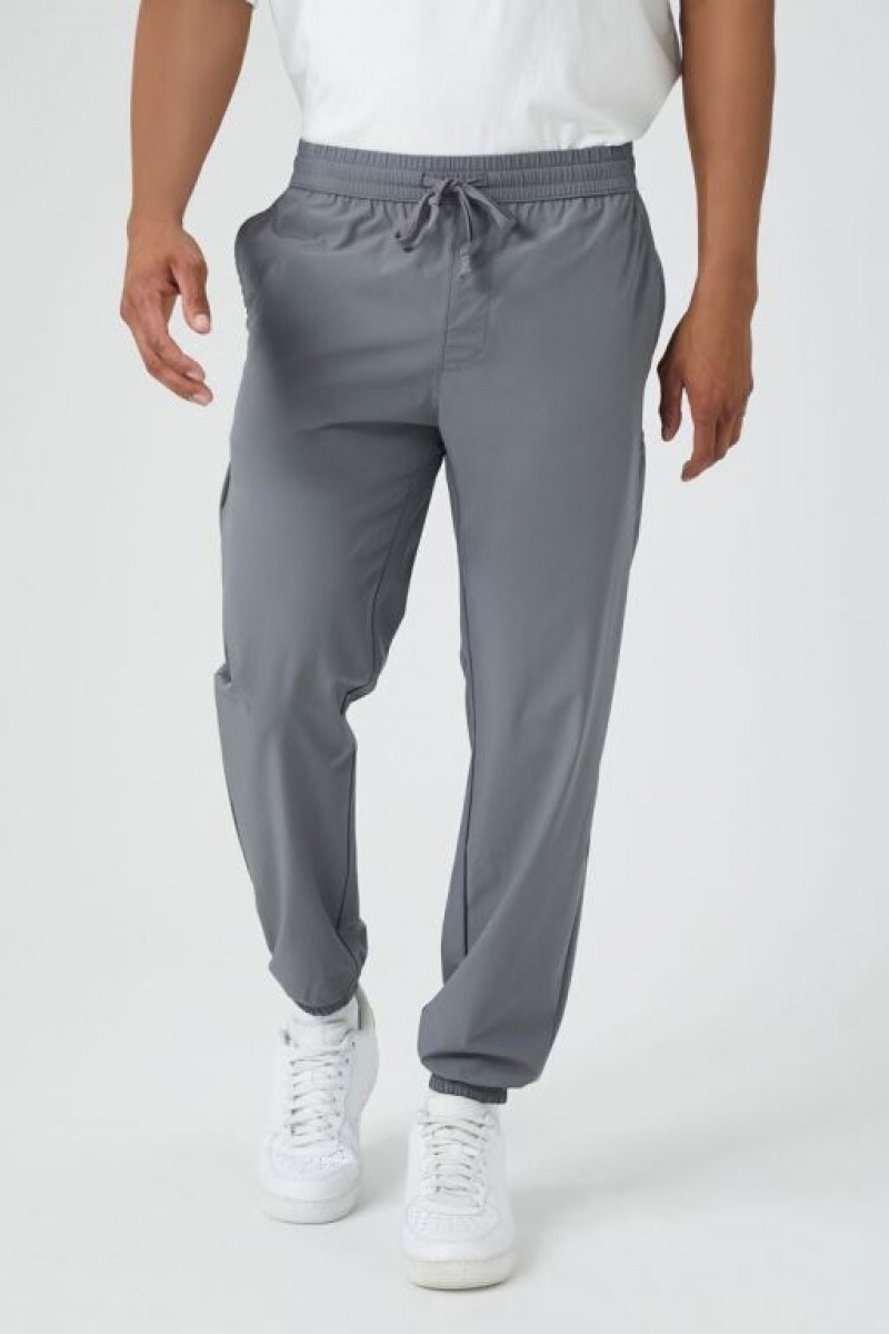 Pantalon Forever 21 Nylon Blend Drawstring Joggers Hombre Grises | QORZJk0hisW