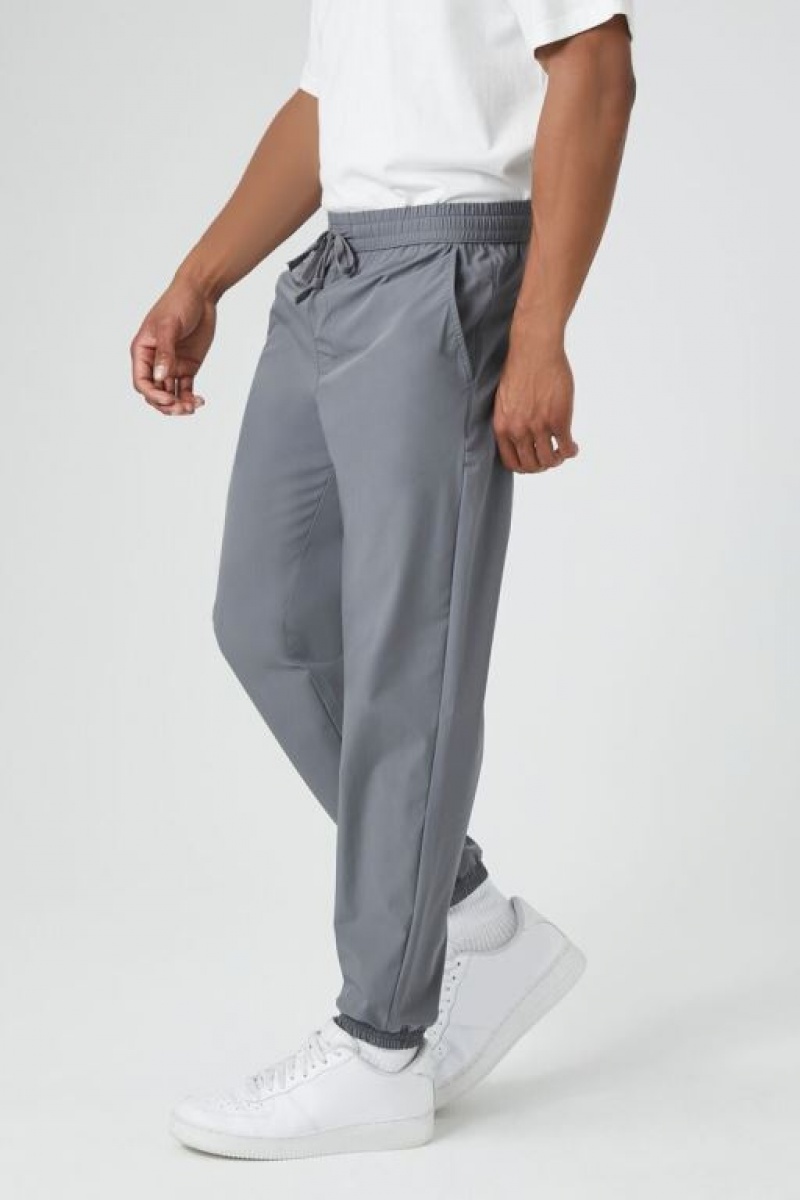 Pantalon Forever 21 Nylon Blend Drawstring Joggers Hombre Grises | QORZJk0hisW