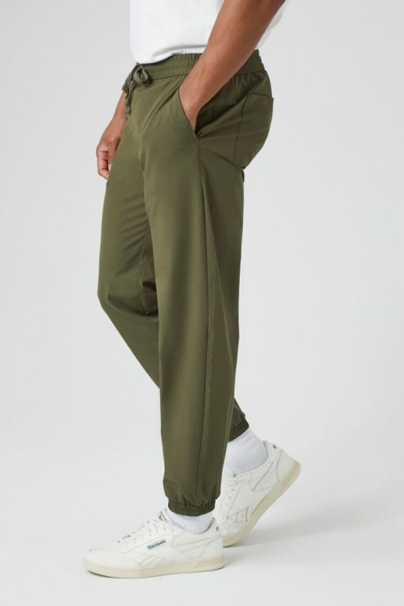 Pantalon Forever 21 Nylon Blend Drawstring Joggers Hombre Verde Oliva | eKanRdjIhkS