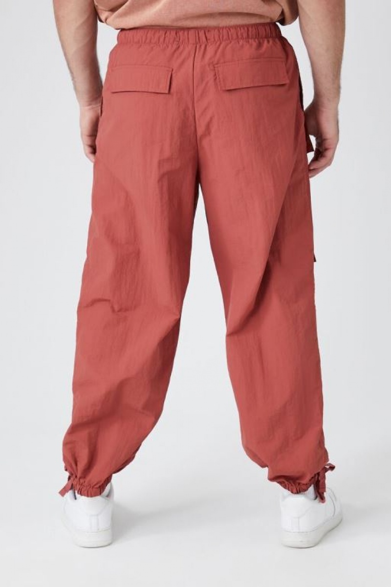 Pantalon Forever 21 Nylon Parachute Cargo Joggers Hombre Rojos | fFnvPbZh0Cs