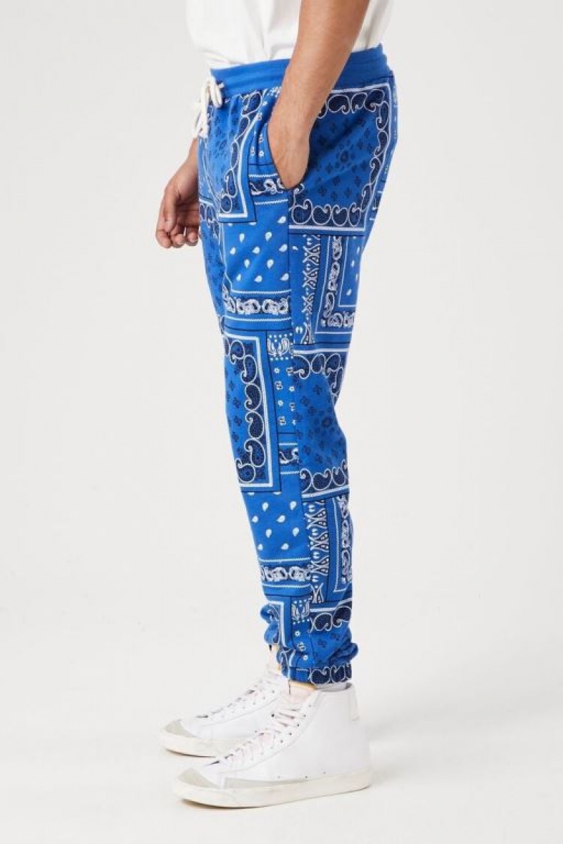 Pantalon Forever 21 Paisley Print Joggers Hombre Azules Multicolor | ZjMuHueUyUR