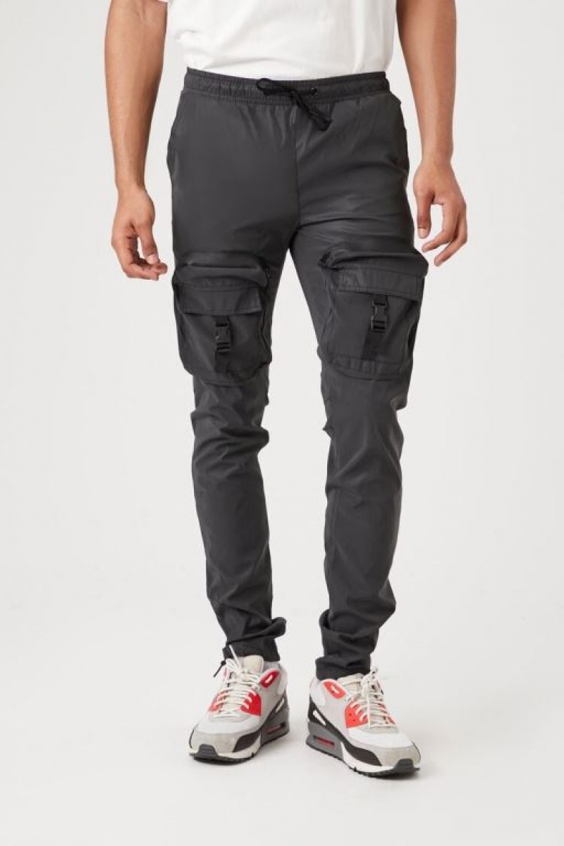 Pantalon Forever 21 Reflective Cargo Joggers Hombre Negros Multicolor | 5LbPg9zC7er