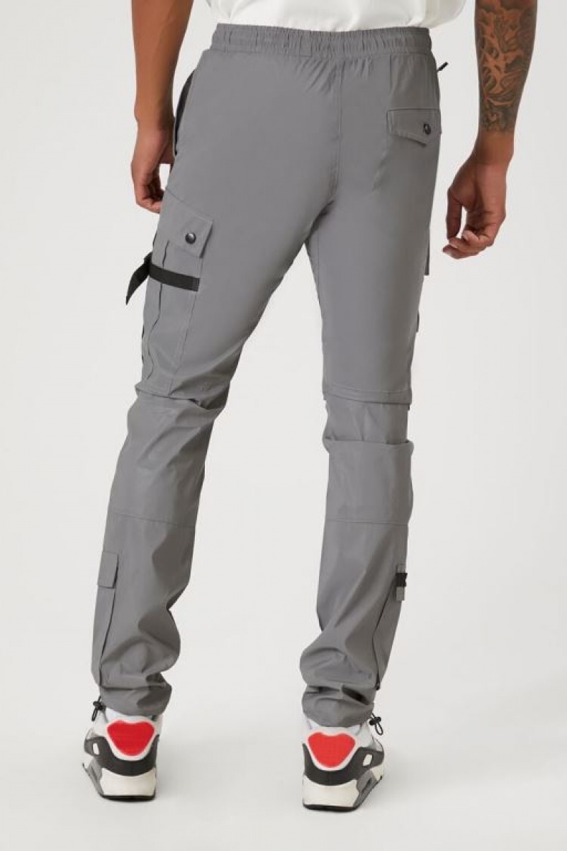 Pantalon Forever 21 Reflective Drawstring Cargo Joggers Hombre Grises | RDzNIts0S9J