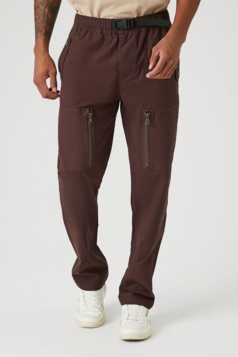 Pantalon Forever 21 Release Hebilla Slim Fit Hombre Cocoa | sCrs2hlFvCn