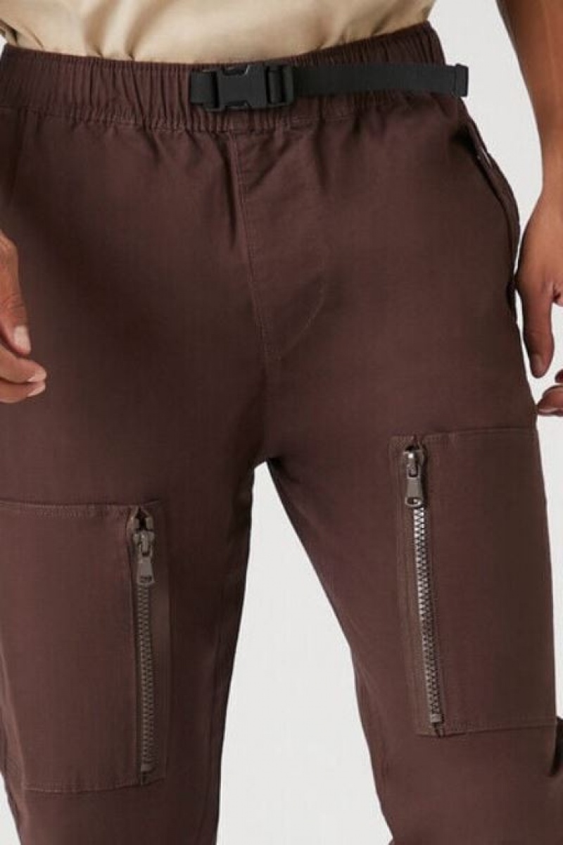 Pantalon Forever 21 Release Hebilla Slim Fit Hombre Cocoa | sCrs2hlFvCn