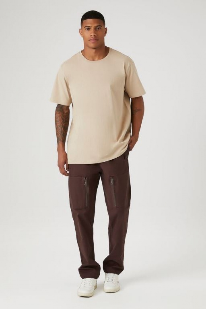 Pantalon Forever 21 Release Hebilla Slim Fit Hombre Cocoa | sCrs2hlFvCn