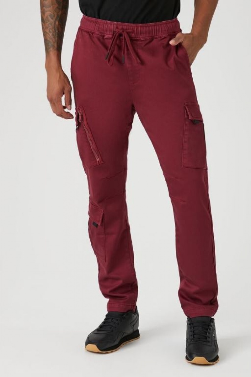 Pantalon Forever 21 Slim Fit Cargo Drawstring Joggers Hombre Rojos | TGzfwz9rsYK