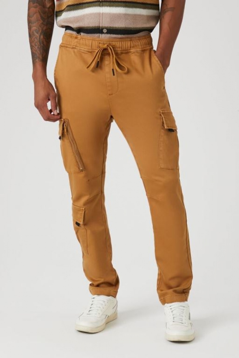 Pantalon Forever 21 Slim Fit Cargo Drawstring Joggers Hombre Marrom | Yekop0VBp42