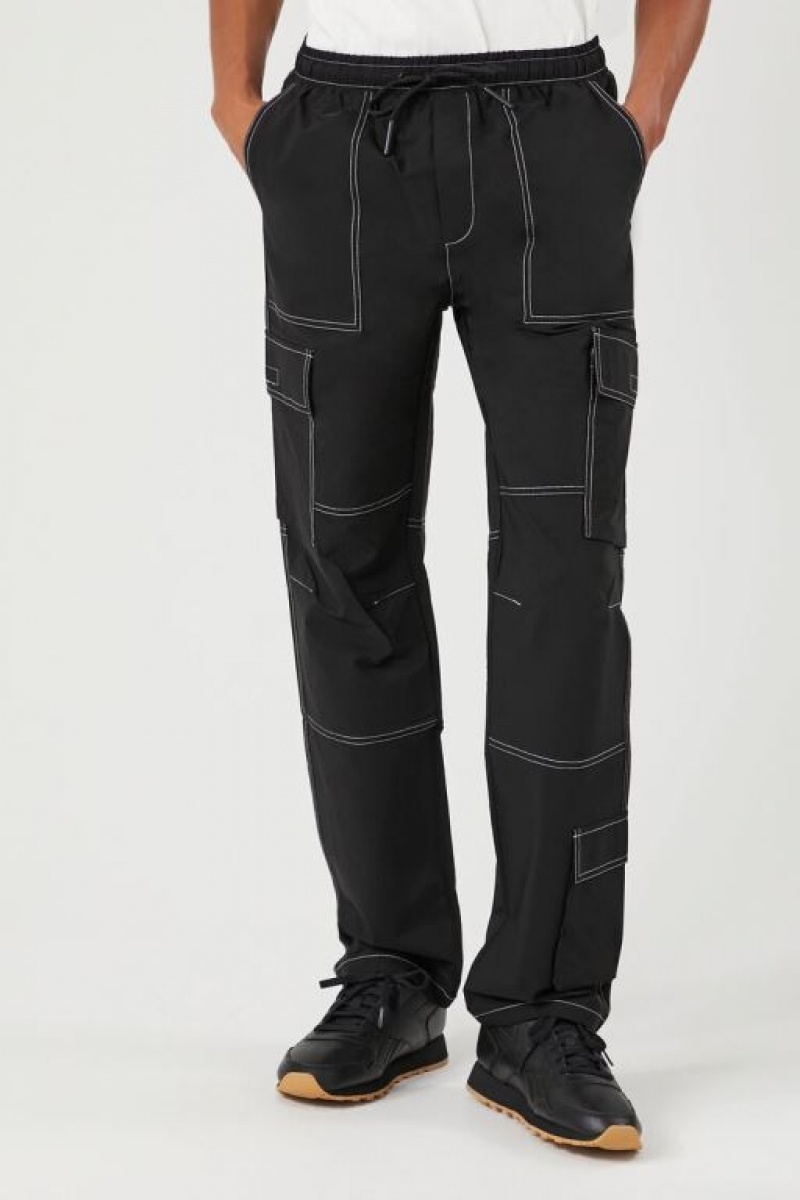 Pantalon Forever 21 Slim Fit Drawstring Hombre Negros | arjWDdK6eL5