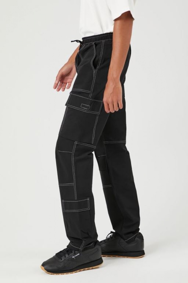 Pantalon Forever 21 Slim Fit Drawstring Hombre Negros | arjWDdK6eL5