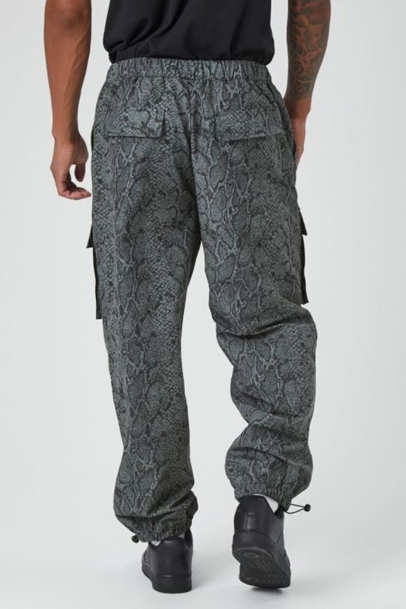 Pantalon Forever 21 Snake Print Cargo Joggers Hombre Grises Multicolor | ACa6Ktr7zI5