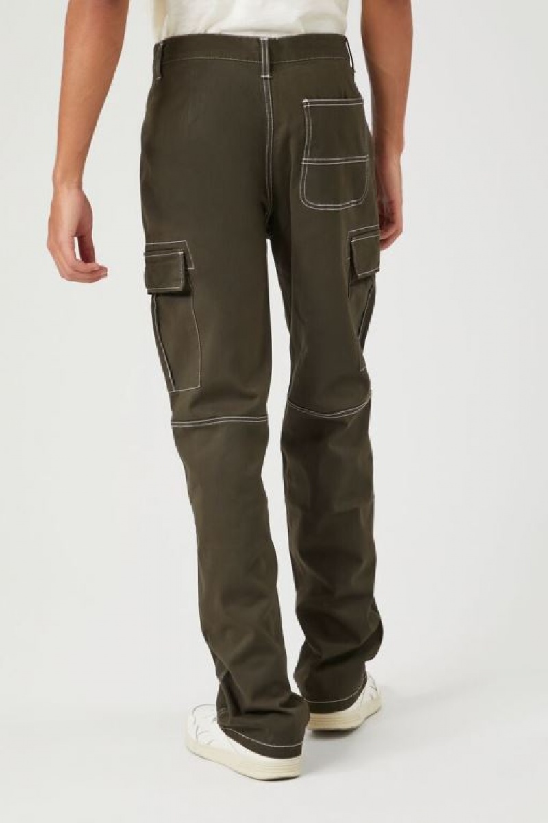 Pantalon Forever 21 Stitched Directo Leg Hombre Verde Oliva | sEZyCU41eqI