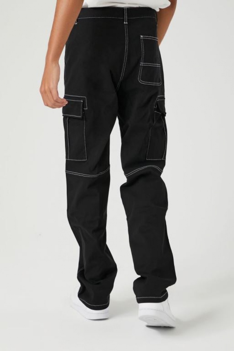 Pantalon Forever 21 Stitched Directo Leg Hombre Negros | tnlanSfzFLh