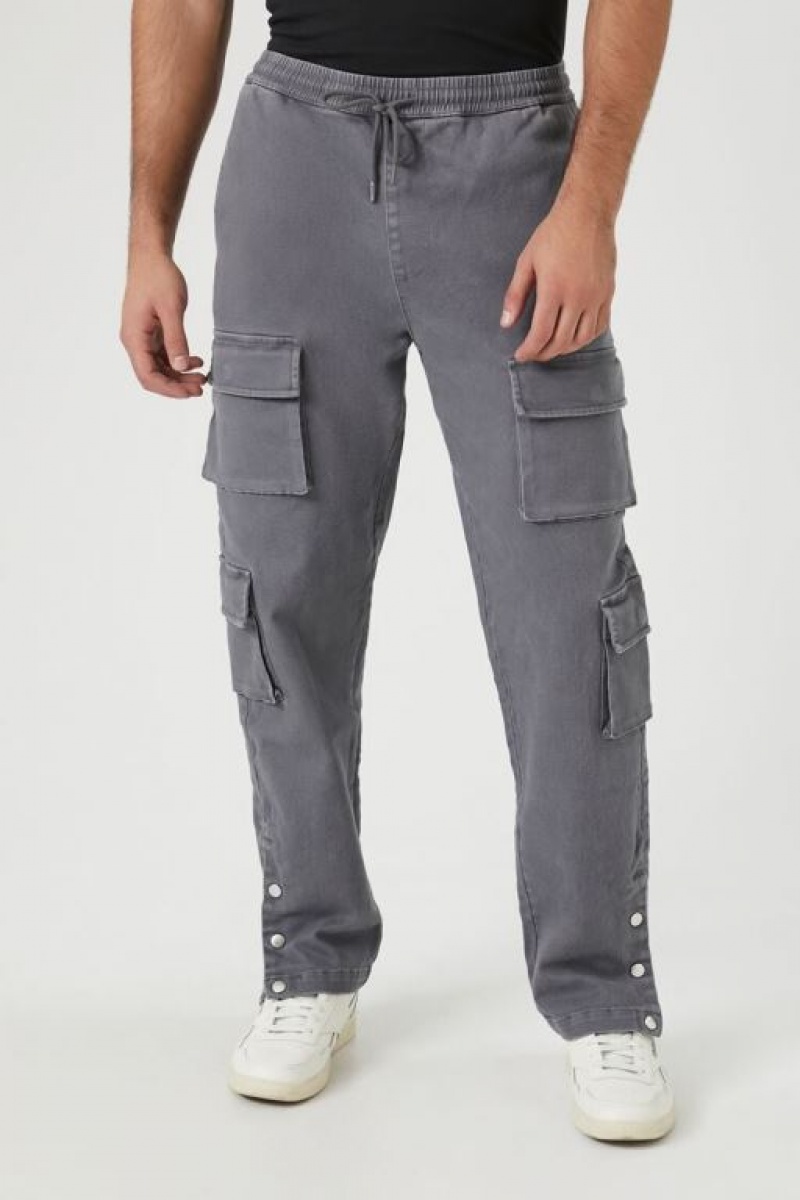 Pantalon Forever 21 Twill Button Hem Cargo Joggers Hombre Grises | Jtu7QanNCcE