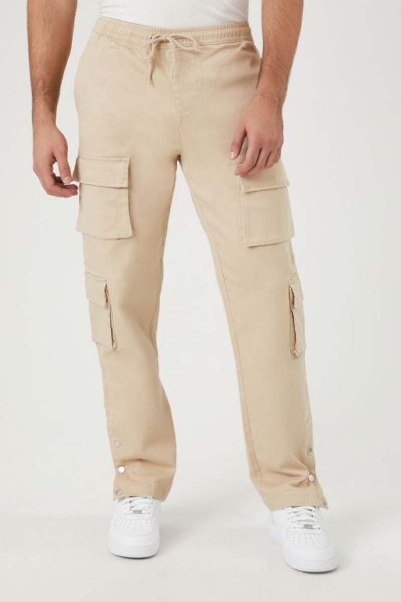 Pantalon Forever 21 Twill Button Hem Cargo Joggers Hombre Grises Marrom | eCI7nvR8YjS