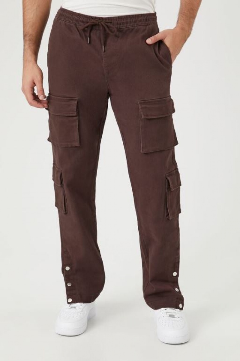 Pantalon Forever 21 Twill Button Hem Cargo Joggers Hombre Cocoa | zp0UJ2K0ECQ