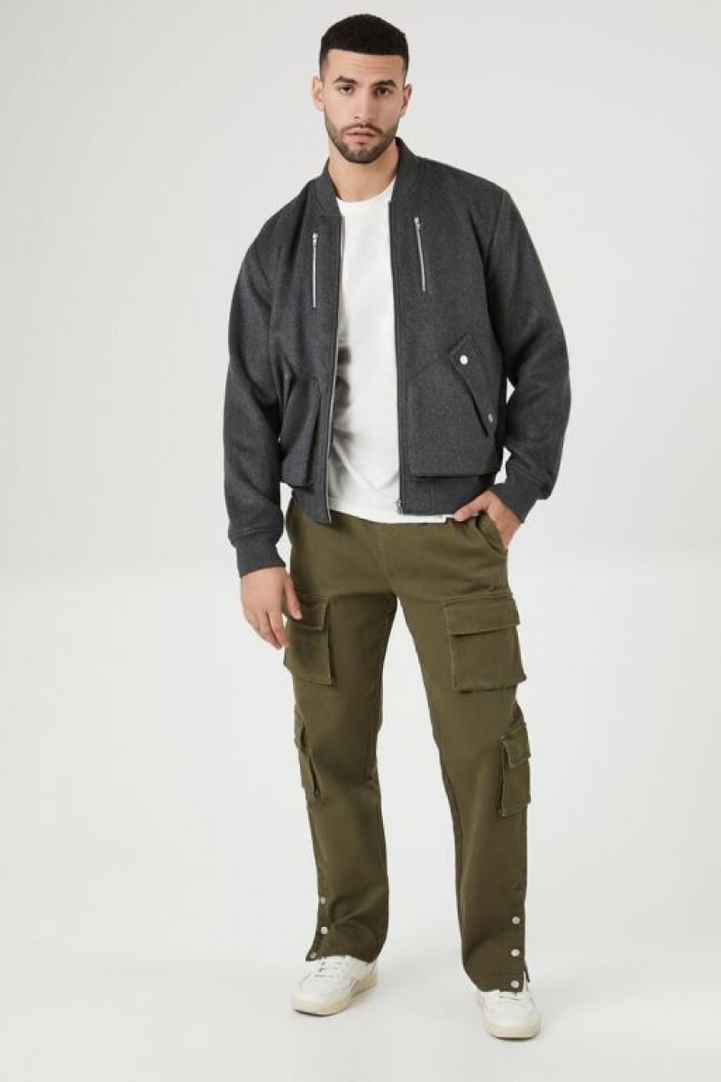 Pantalon Forever 21 Twill Button Hem Cargo Joggers Hombre Verde Oliva | f2uwIJ90t4G