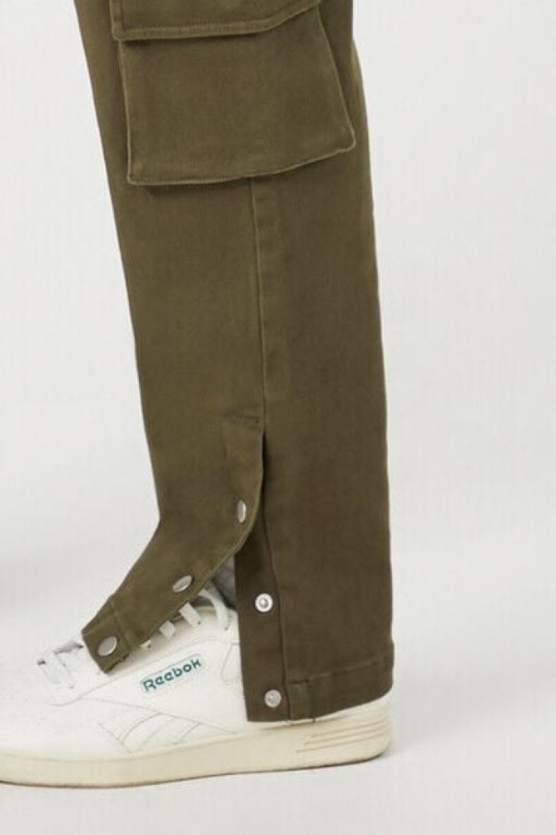 Pantalon Forever 21 Twill Button Hem Cargo Joggers Hombre Verde Oliva | f2uwIJ90t4G