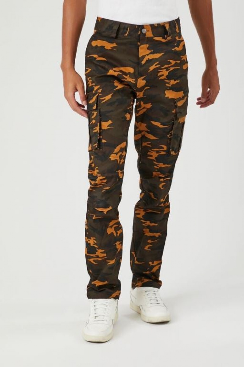 Pantalon Forever 21 Twill Camo Print Slim Fit Hombre Verde Oliva Multicolor | qsOqwcZaqam