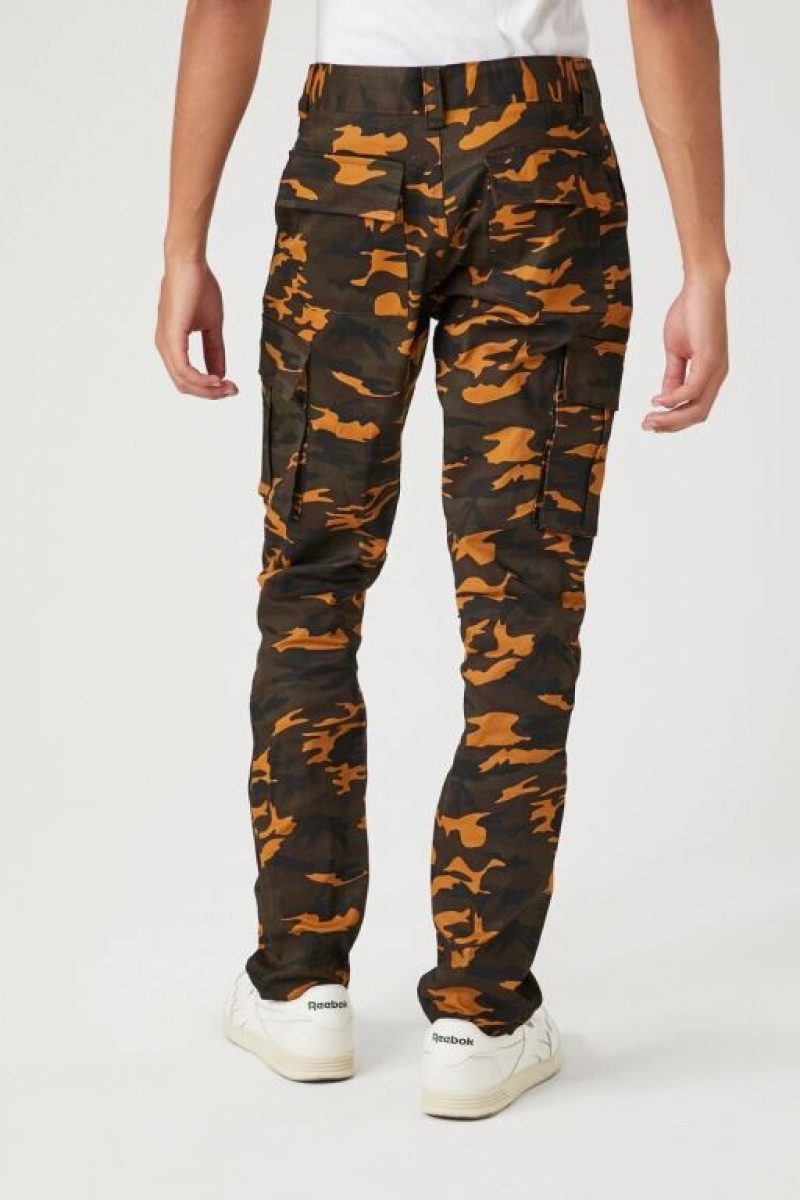 Pantalon Forever 21 Twill Camo Print Slim Fit Hombre Verde Oliva Multicolor | qsOqwcZaqam