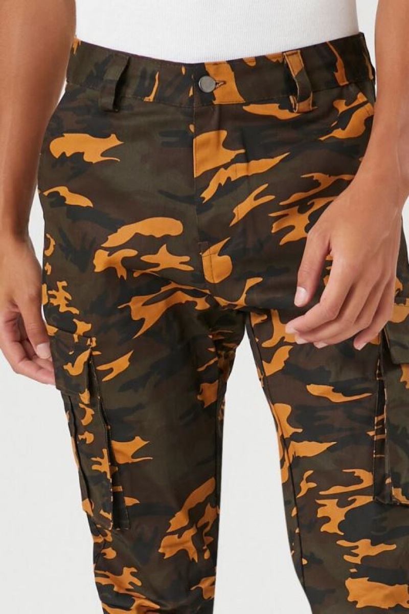 Pantalon Forever 21 Twill Camo Print Slim Fit Hombre Verde Oliva Multicolor | qsOqwcZaqam