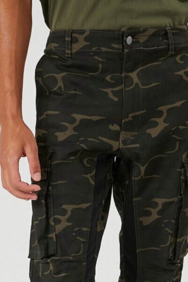 Pantalon Forever 21 Twill Camo Print Slim Fit Hombre Verde Oliva Multicolor | tcsCZ3b3r0p