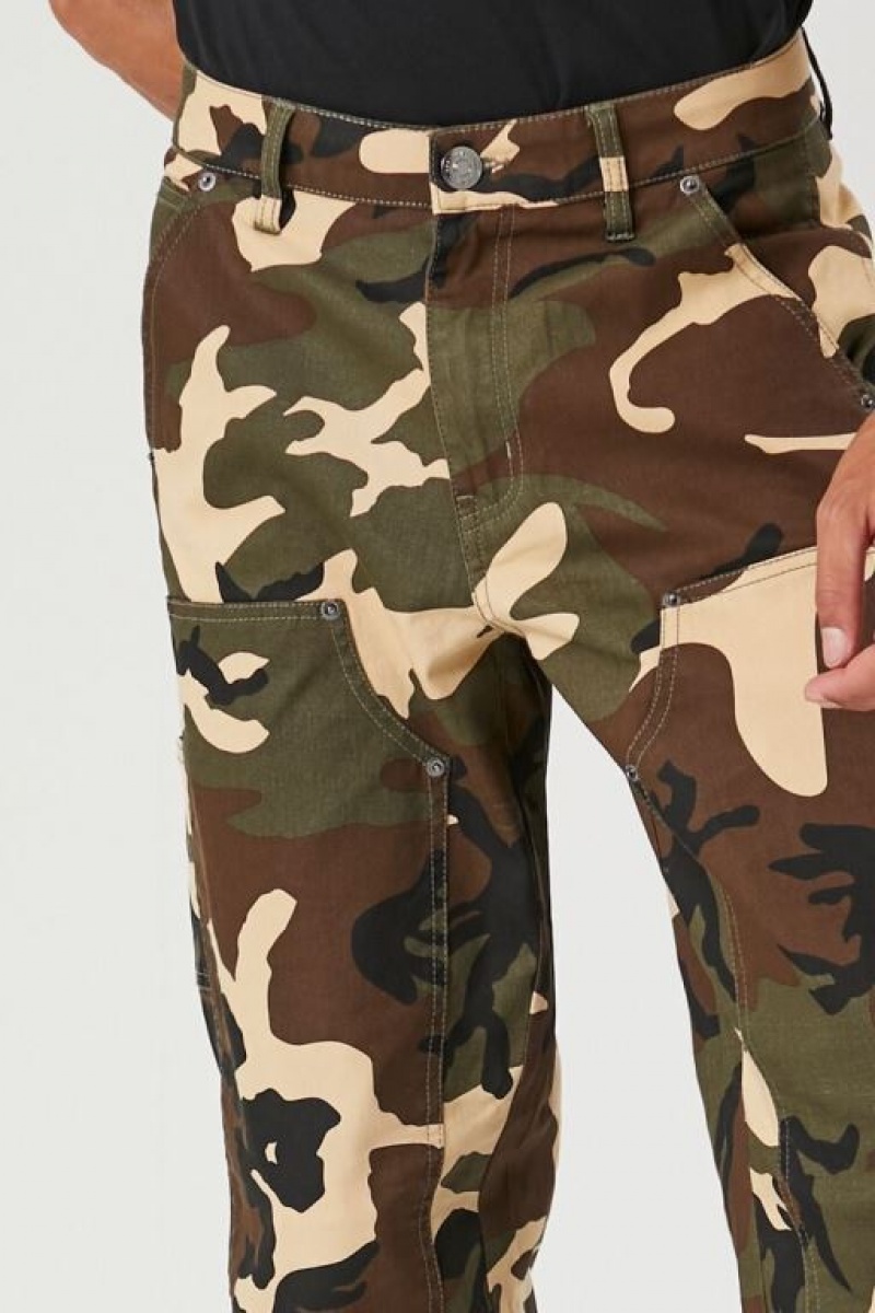 Pantalon Forever 21 Twill Camo Utility Hombre Verde Oliva Multicolor | vDC3SBYwtjD