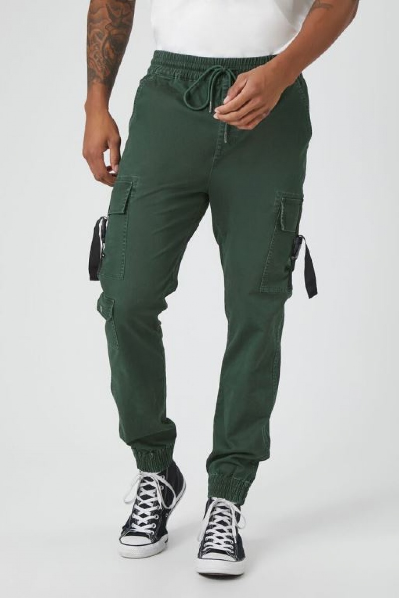 Pantalon Forever 21 Twill Cargo Drawstring Joggers Hombre Verdes Oscuro | AESukrSU8a8