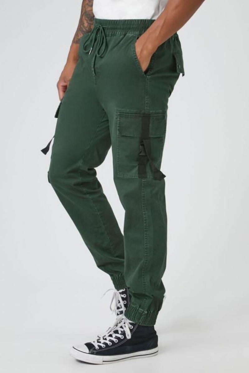 Pantalon Forever 21 Twill Cargo Drawstring Joggers Hombre Verdes Oscuro | AESukrSU8a8