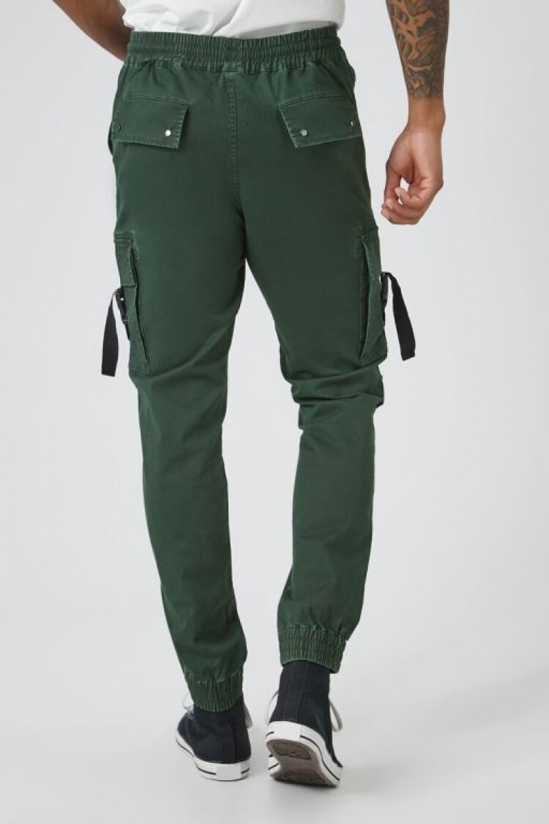 Pantalon Forever 21 Twill Cargo Drawstring Joggers Hombre Verdes Oscuro | AESukrSU8a8