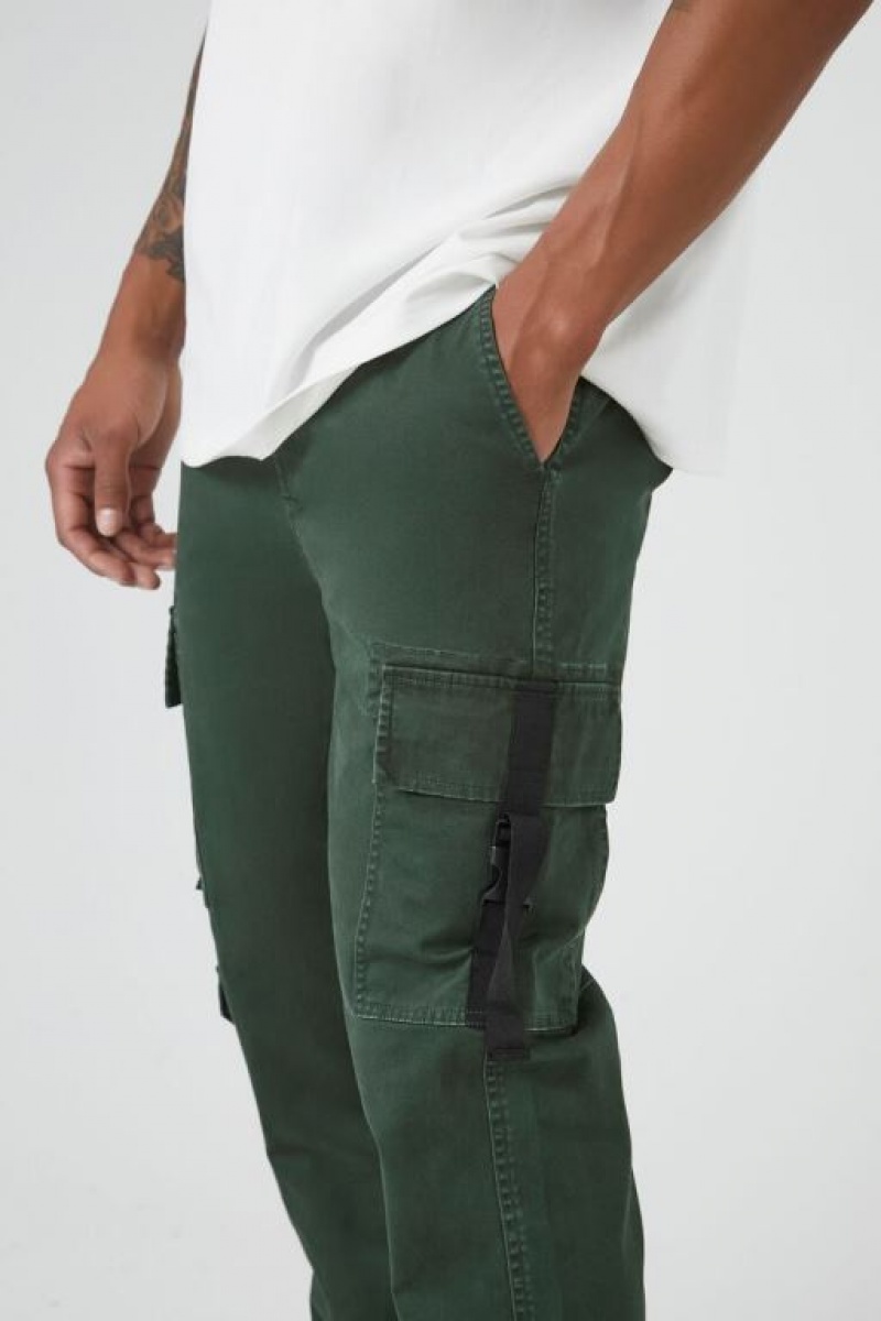 Pantalon Forever 21 Twill Cargo Drawstring Joggers Hombre Verdes Oscuro | AESukrSU8a8