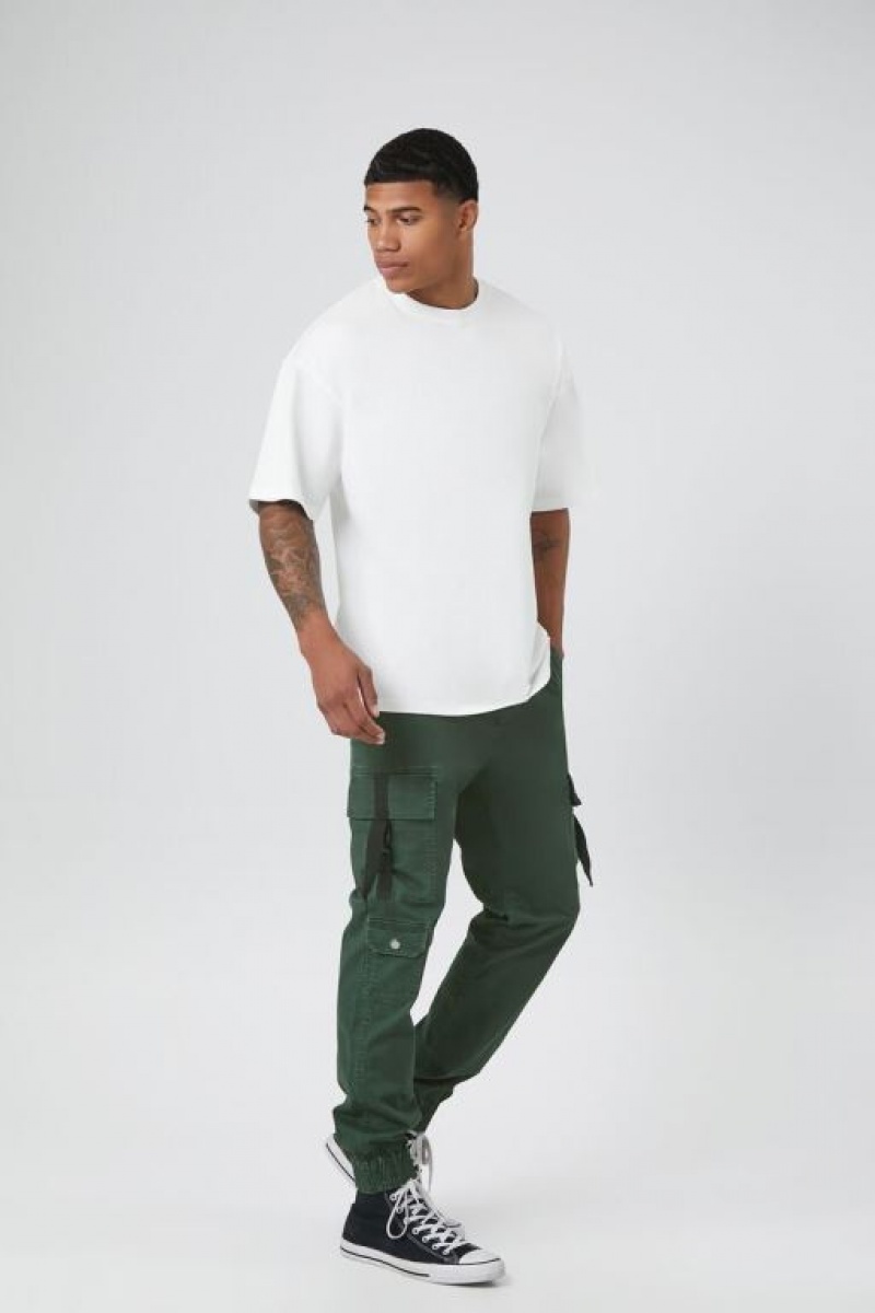 Pantalon Forever 21 Twill Cargo Drawstring Joggers Hombre Verdes Oscuro | AESukrSU8a8