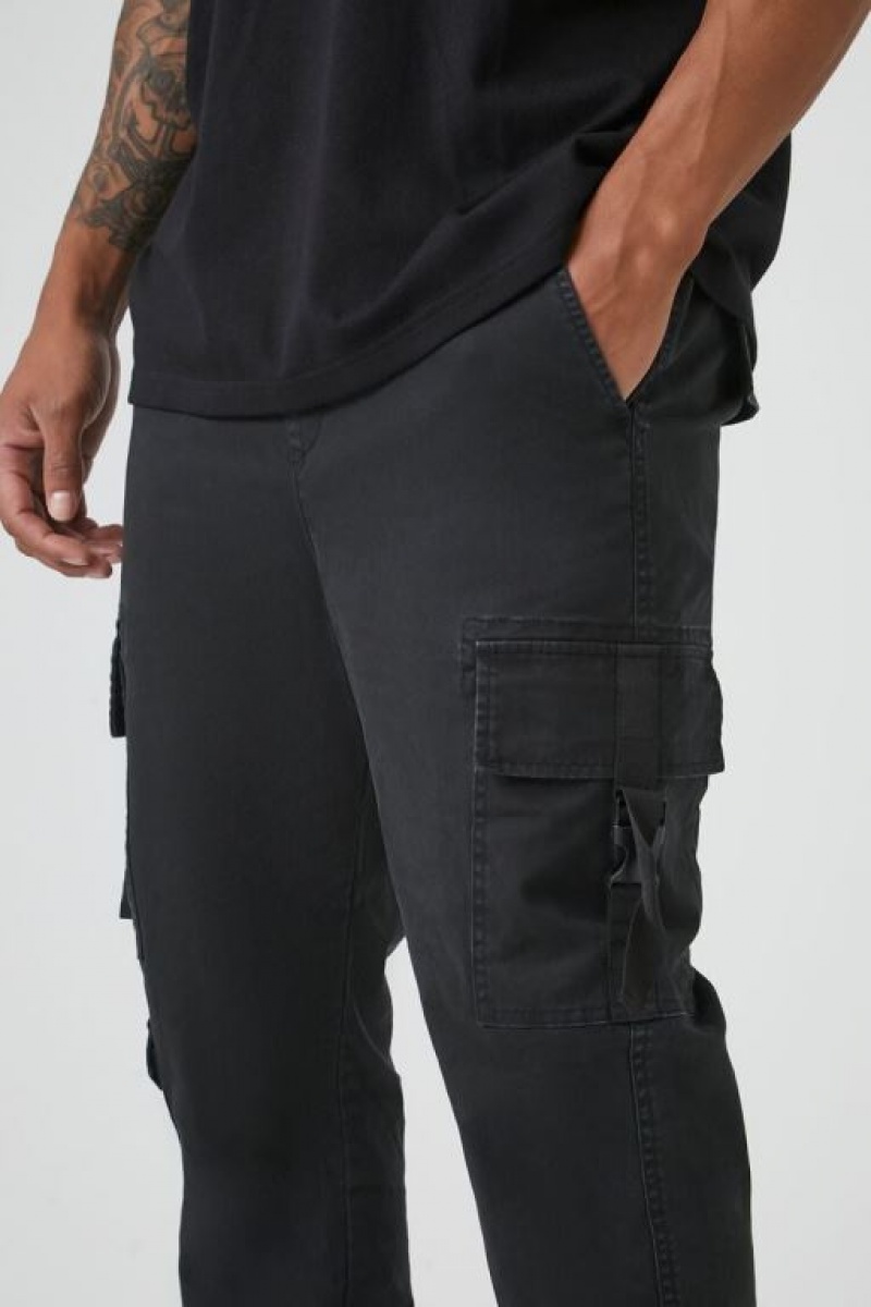 Pantalon Forever 21 Twill Cargo Drawstring Joggers Hombre Negros | TQMdoKzErms