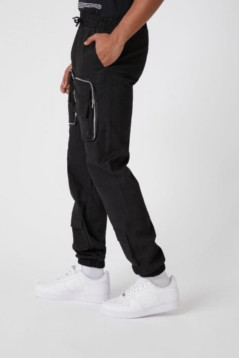 Pantalon Forever 21 Twill D Pocket Cargo Joggers Hombre Negros | tcfAMFUFdZC