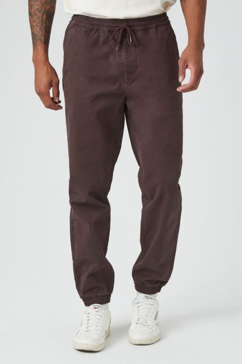 Pantalon Forever 21 Twill Drawstring Joggers Hombre Cocoa | R0QhYDIiRZz