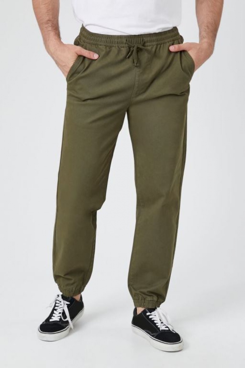 Pantalon Forever 21 Twill Drawstring Joggers Hombre Verde Oliva | YtKhIJdCgFv