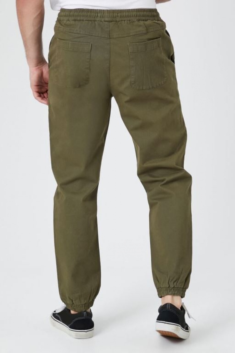 Pantalon Forever 21 Twill Drawstring Joggers Hombre Verde Oliva | YtKhIJdCgFv