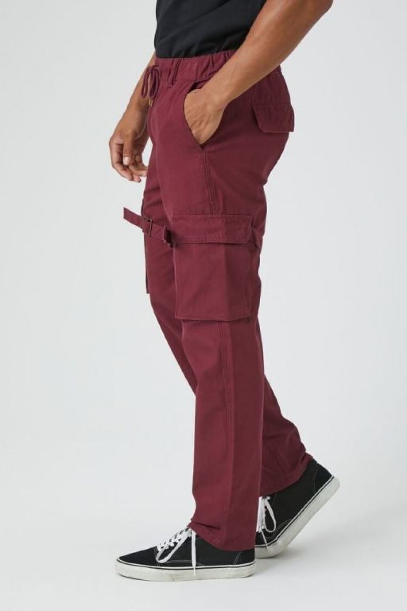 Pantalon Forever 21 Twill Drawstring Utility Correa Hombre Vino | rlAz2PMI1my