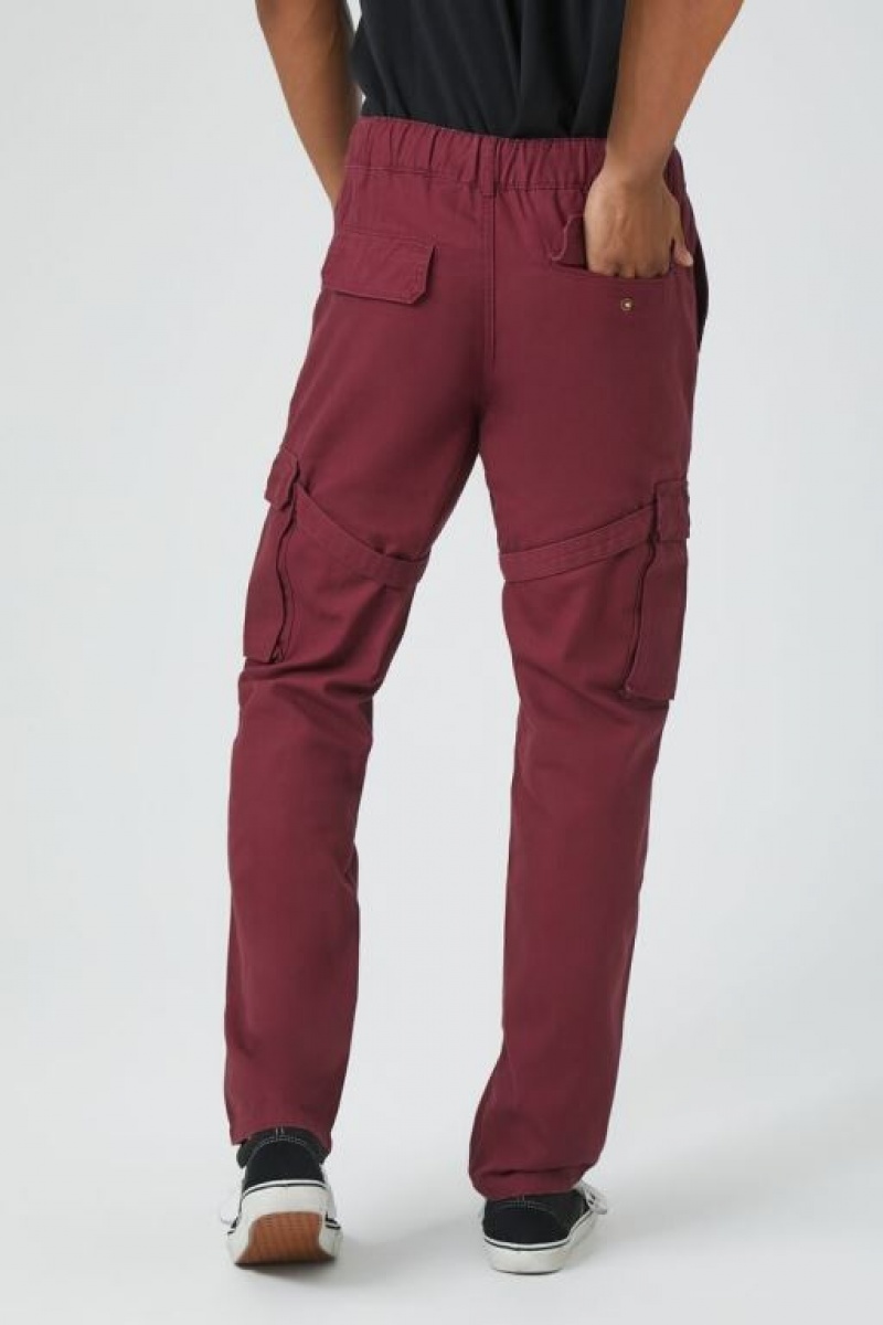 Pantalon Forever 21 Twill Drawstring Utility Correa Hombre Vino | rlAz2PMI1my