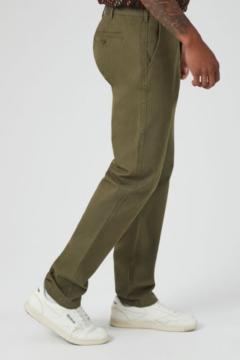 Pantalon Forever 21 Twill Mid Rise Slim Fit Hombre Verde Oliva | dgQlk5pwiu7