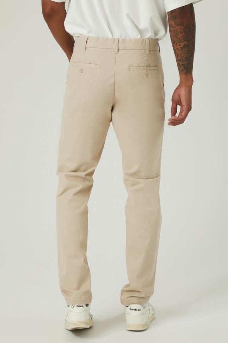 Pantalon Forever 21 Twill Mid Rise Slim Fit Hombre Grises Marrom | sYTvf5hM5Id