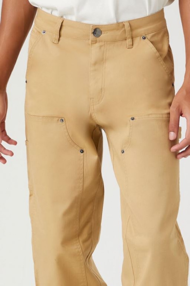 Pantalon Forever 21 Twill Utility Directo Leg Hombre Kaki | odPKXM4QCcU