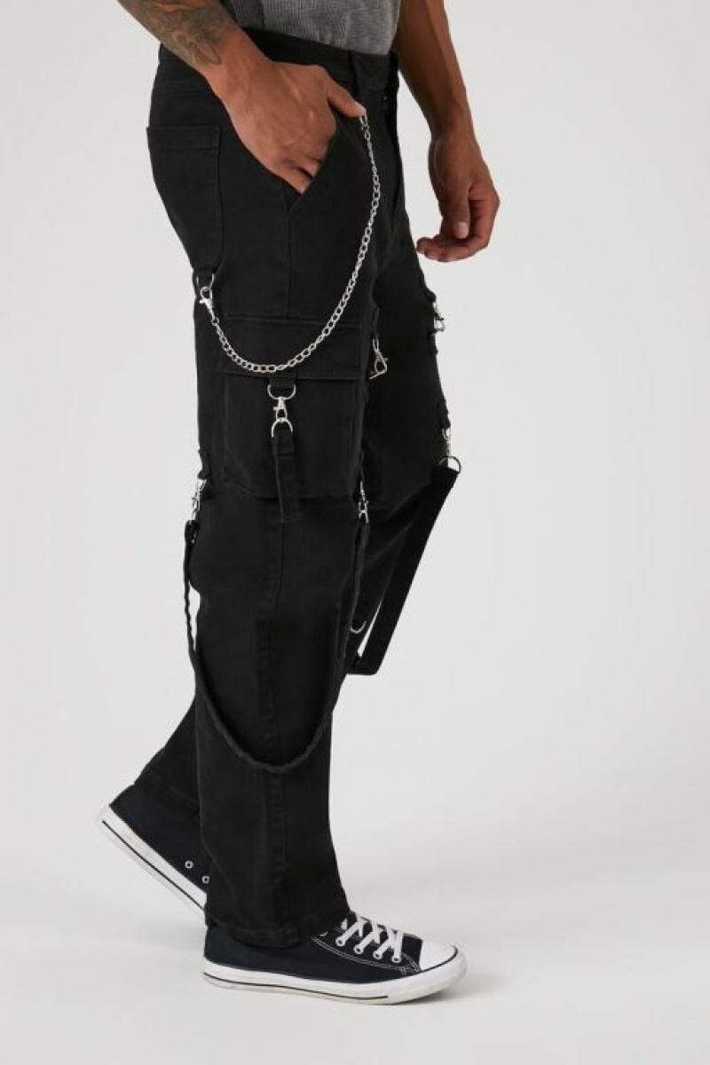 Pantalon Forever 21 Utility Wallet Chain Cargo Hombre Negros | iY0DIfQ4yQS